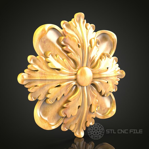 Floral Rosette STL File: CNC 3D Wood Carving Model - Etsy