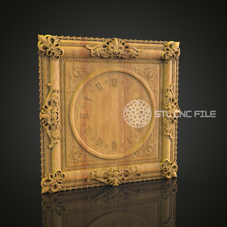 Ornate Square Clock Frame STL, CNC Carving File, Classic Wall Art Decor ...