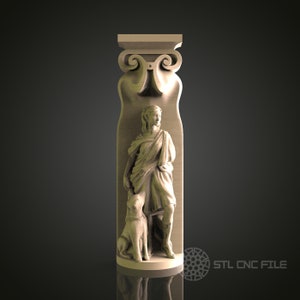 Klassisk kolonn med kvinnofigur för CNC- och 3D-utskrift - STL-fil