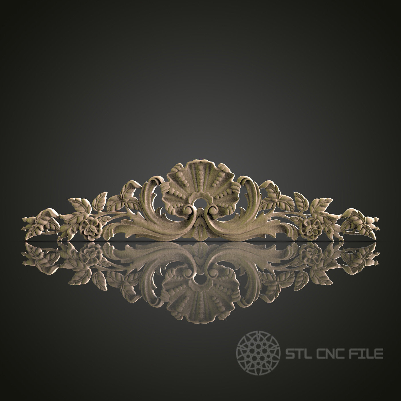 Ornate Floral and Shell Pediment for CNC and 3D Printing - STL File - Etsy