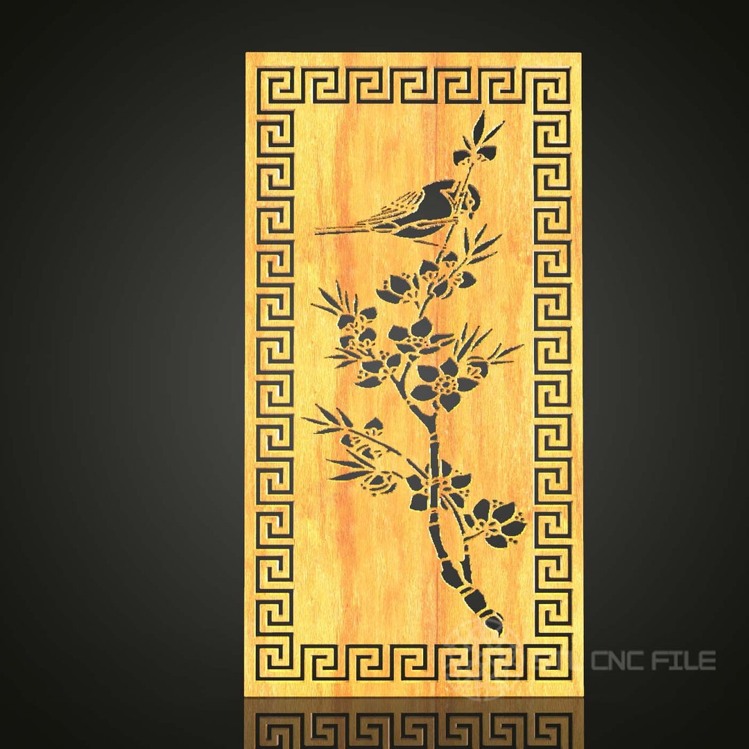 Oriental Bird & Bamboo STL Model, Elegant CNC Router Carving, Artcam ...