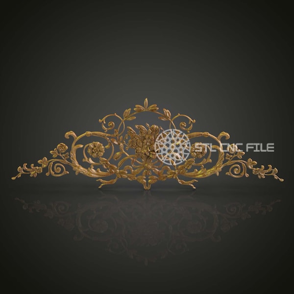 Golden Floral Baroque Tiara STL Model – Elegant CNC Engraving Files for Wood Art and Wall Decor