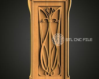 Art Nouveau Decorative Panel STL File - CNC Router and 3D Printer Ready - Elegant Home Decor and Art Installation Design
