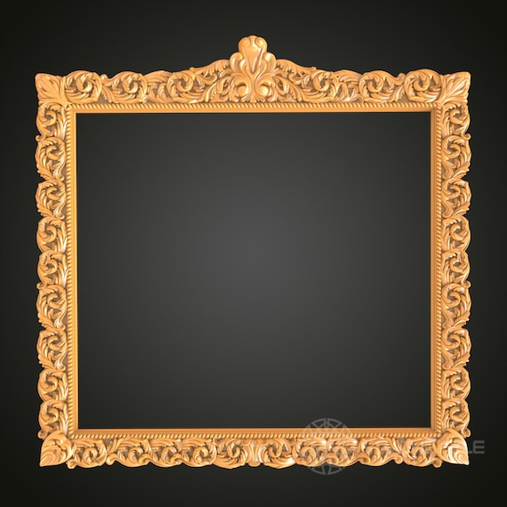Ornate Gold Frame STL Model for CNC & 3D Printing - Classic Wall