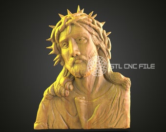 Escultura grabada CNC de Jesucristo - Talla de madera espiritual, arte de decoración religiosa