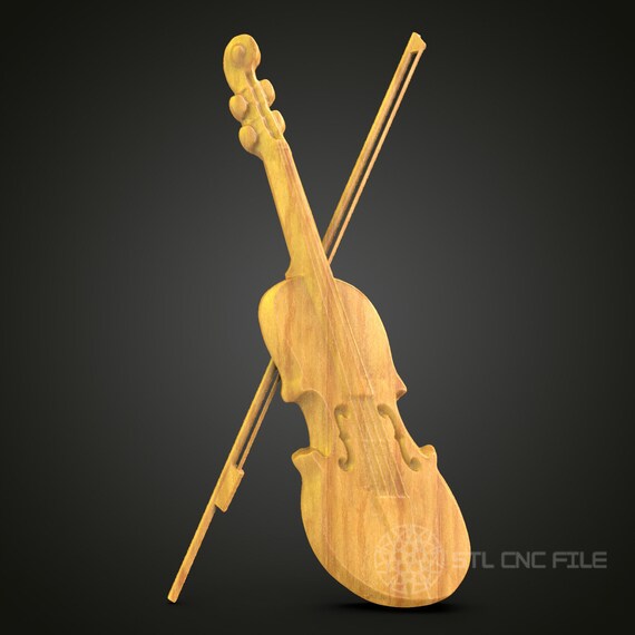Violin and Bow CNC Carving STL File - Musical Instrument Design