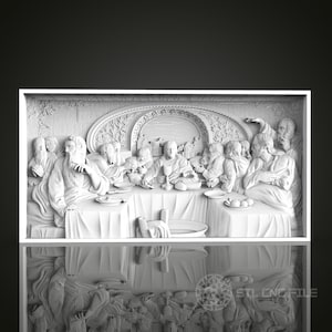The Last Supper 3D STL Model, CNC Router Engraving File, Artcam Aspire Detailed Design, Religious Wood Art, Biblical Scene Wall Decor