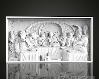 最後の晩餐 3D STL モデル: CNC ルーター彫刻ファイル