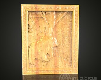 Majestatyczny Niedźwiedź w Lesie - Ścienna Sztuka - Plik 3D STL do Rzeźby W Drewnie CNC