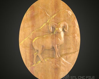 Mighty Ram in Mountain Scene CNC Carving STL File
