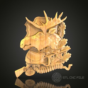 3D Moose Wall Art CNC Router File - STL Model for Wood, Artcam Aspire, CNC Engraver