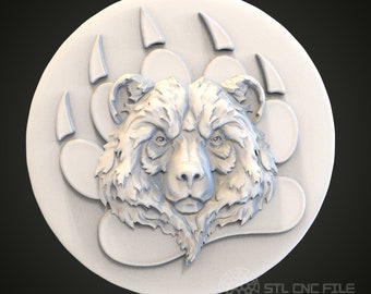 Modelo STL en relieve de pata de oso para grabador de enrutador CNC, Artcam, Aspire, madera, decoración de pared