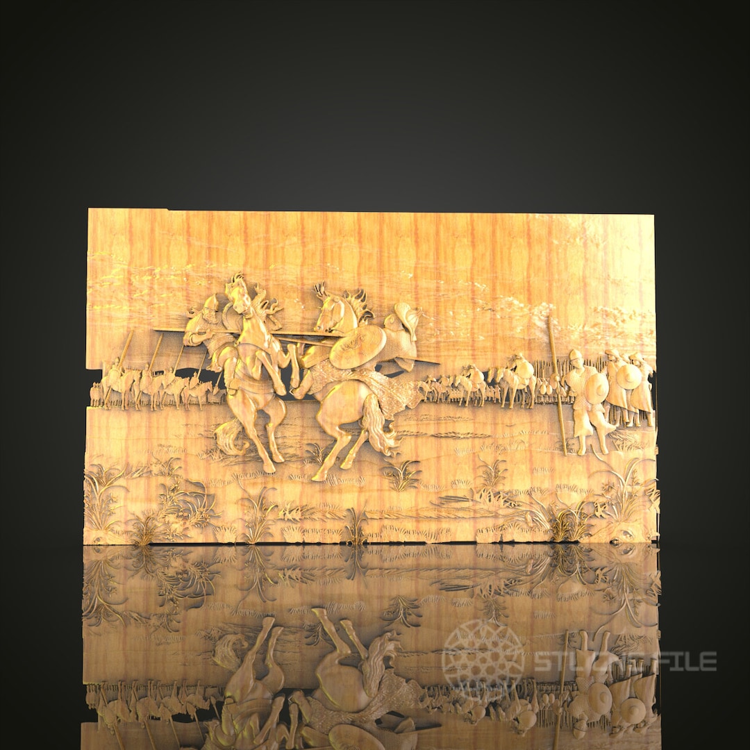 Classical Hunting Scene Relief STL Model for CNC Router - Artcam ...