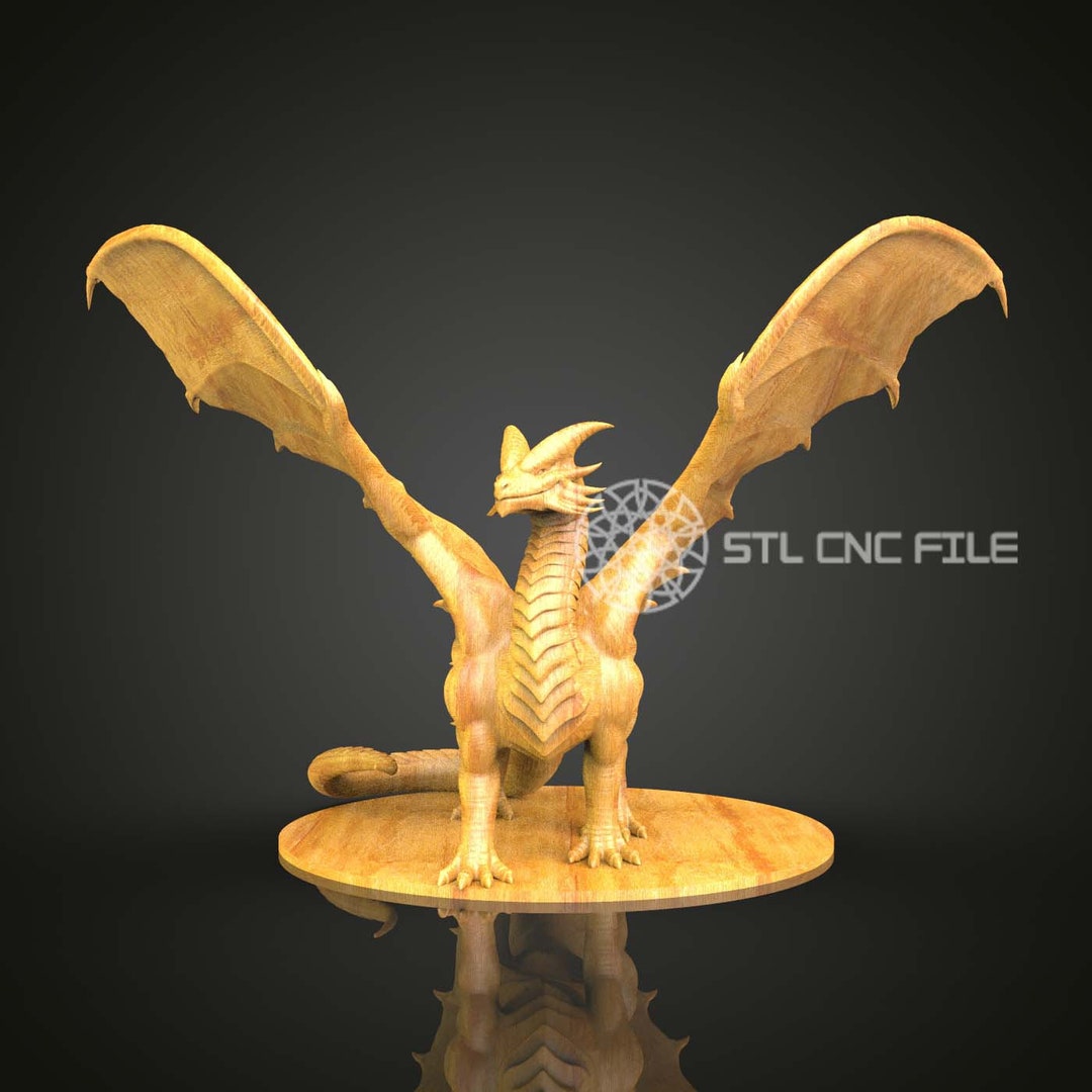 Majestic Dragon STL Model for CNC Router, Mythical Wood Carving File ...