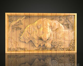 Maestosa tigre in rilievo CNC intaglio del legno, modello Artcam STL Wall Art per la decorazione domestica