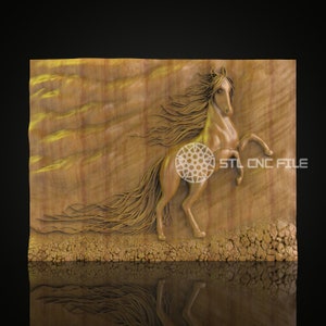 Majestic Horse 3D Relief - STL Model for CNC Router, Wood Engraving with Artcam, Aspire, CNC Files, Wood Art, Wall Decor, Equestrian