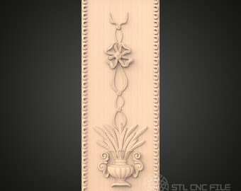 Floral Column 3D Model: Classical Frieze STL File for CNC Router