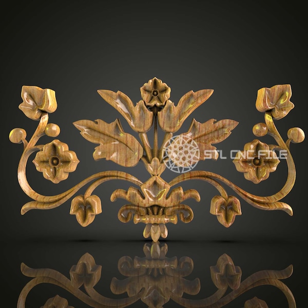 Ornamental Floral Design STL Model for CNC Router Engraving, Digital Carving Files, Elegant Wood Art, Wall Decor Craft, 3D Artcam Aspire,