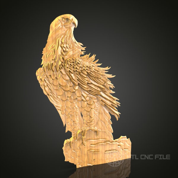 Majestic Eagle 3D STL Model for CNC Carving - Bird Art, Wood Engraving, CNC Files, Wall Decor, Wildlife Sculpture