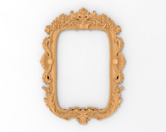 Baroque Grace: A CNC-Ready STL File for Carving Classic Wooden Frames , Mirror Frames