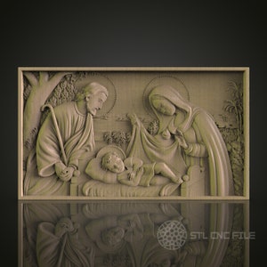 Nativity Scene Relief - STL Model for CNC Router, 3D Printer - Artcam, Aspire Compatible