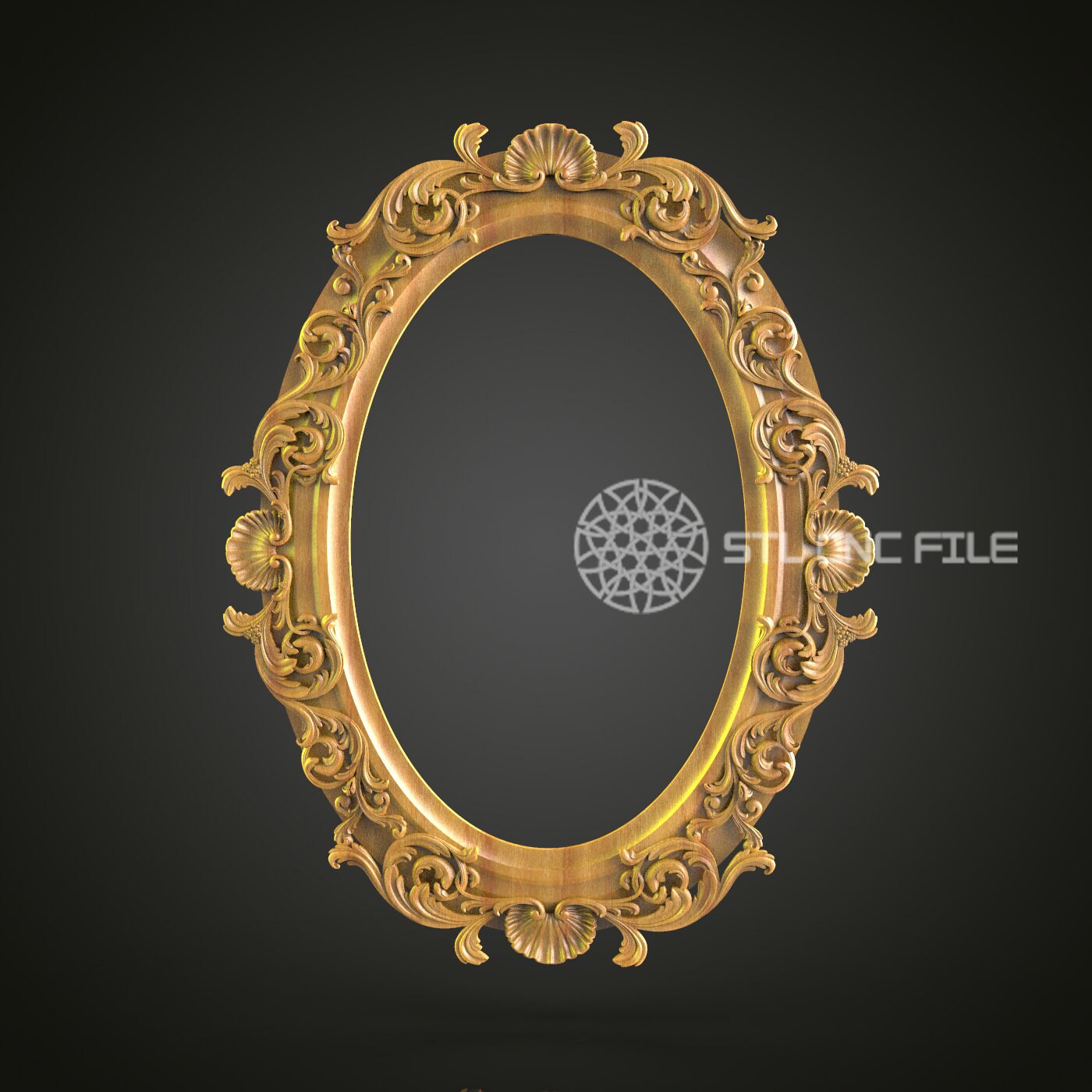 Elegant Baroque Mirror Frame - CNC Carved STL File, Classic Home Decor, Wood Art