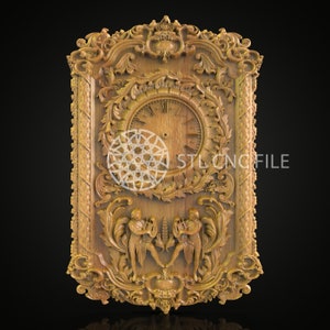 Grabado de reloj barroco: modelo STL de talla de madera ornamentada