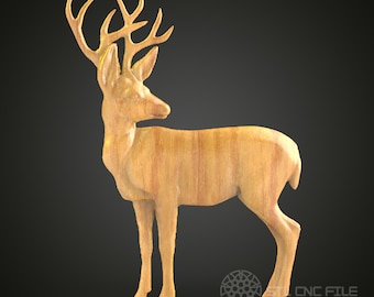 Fichier STL de sculpture sur bois de cerf classique pour machines CNC