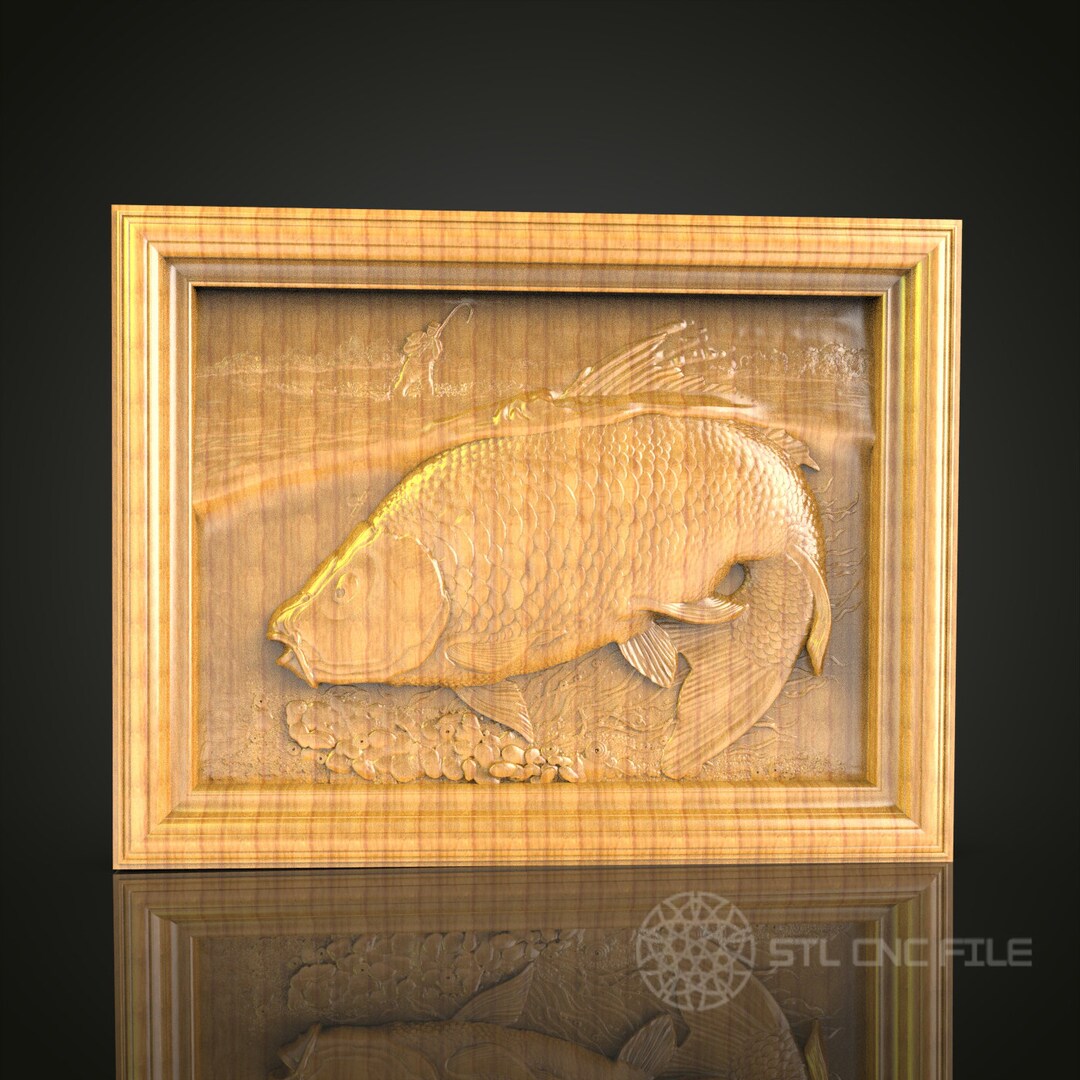 Lifelike Carp Fish Wood Carving - CNC Router STL File for Anglers and ...
