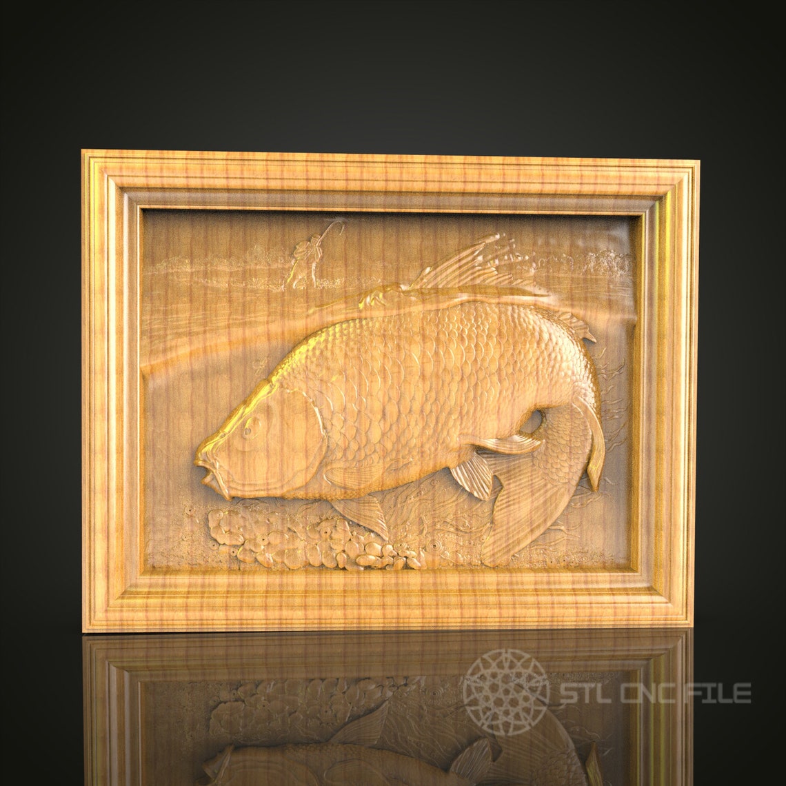Lifelike Carp Fish Wood Carving - CNC Router STL File for Anglers and ...