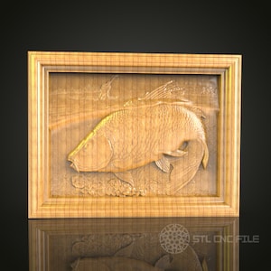 Lifelike Carp Fish Wood Carving - CNC Router STL File for Anglers and Nature Enthusiasts