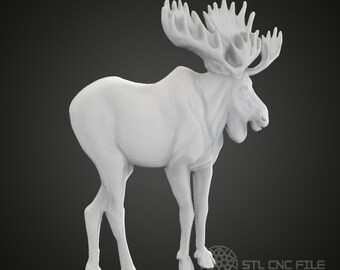 Majestic Moose 3D Relief Art - CNC Router & 3D Printer STL Model