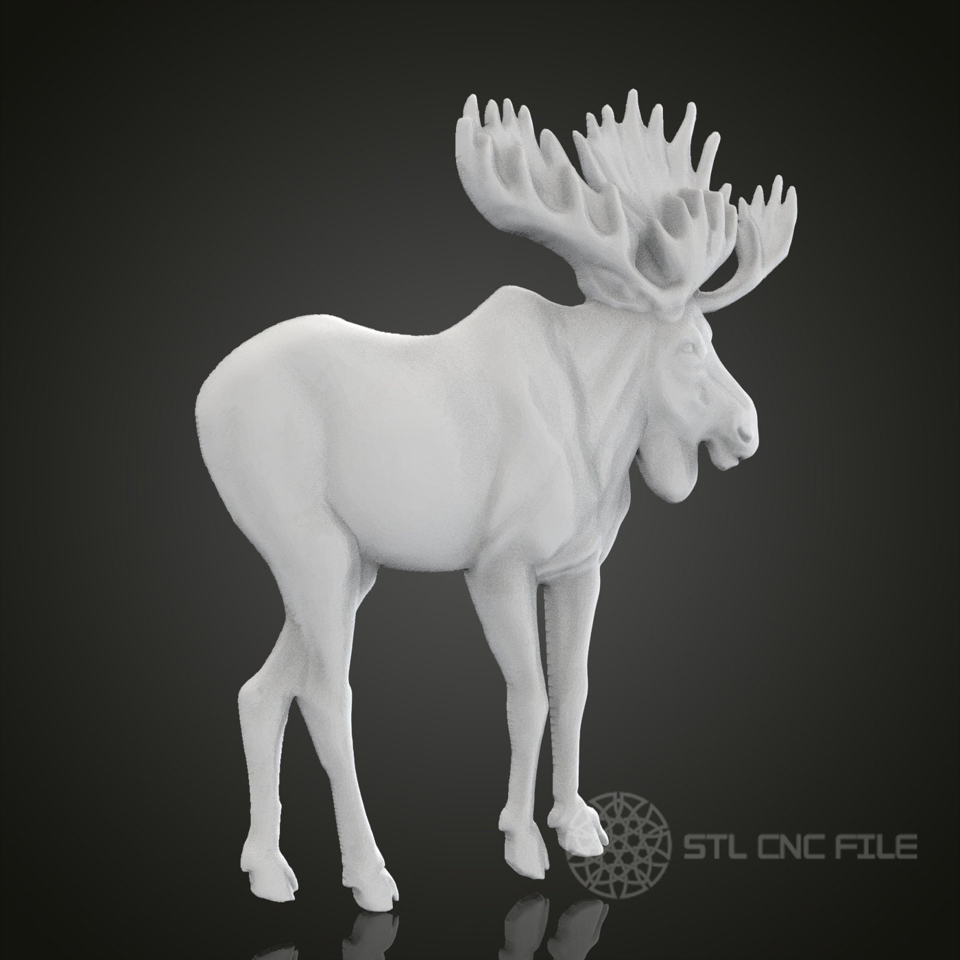 Majestic Moose 3D Relief Art - CNC Router & 3D Printer STL Model