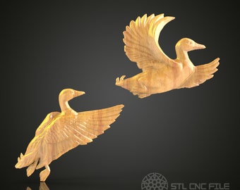 Graceful Flying Goose STL Model for CNC Routing - Elegant Wall Art File
