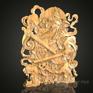 Modelo 3D STL de Dios Guerrero: Archivo de grabado para enrutador CNC para arte en madera
