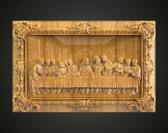 Modelo en relieve 3D de la Última Cena: Archivo de grabador CNC (descarga digital)