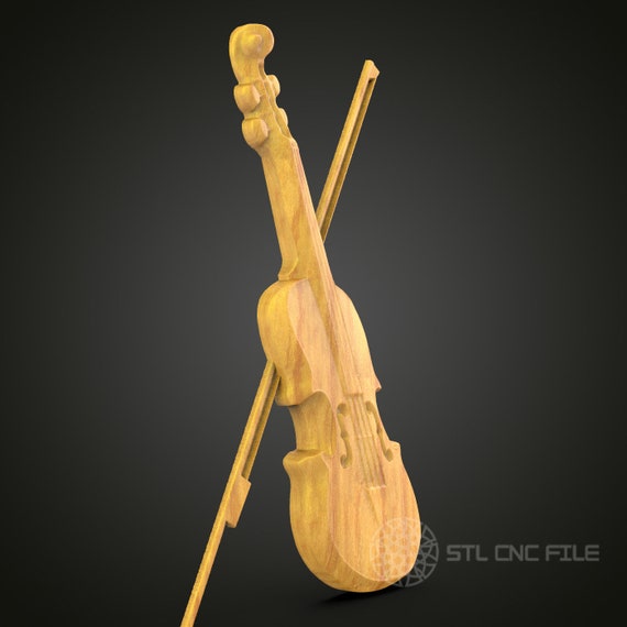Violin and Bow CNC Carving STL File - Musical Instrument Design