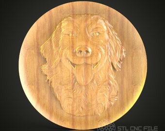 Archivo STL de retrato de perro: Arte de tallado en madera 3D