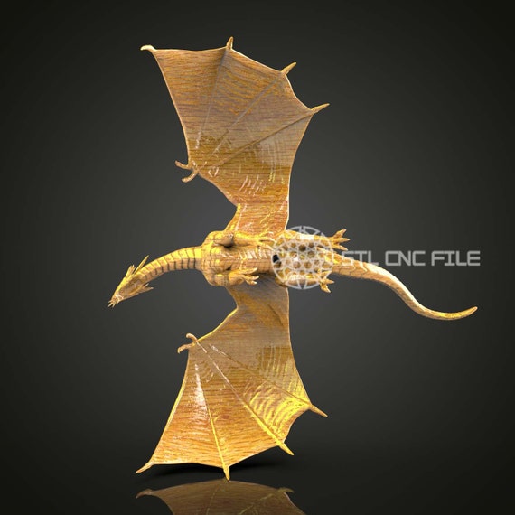 Flying Dragon STL Model: CNC Router Engraving Art, Fantasy Decor