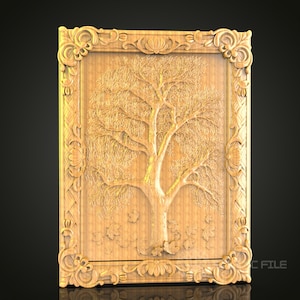 Tree of Life 3D STL Model - CNC Router File for Nature Inspired Wood Carving, Decorative Art Panel