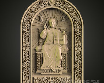 Religious Relief STL Model: Intricate CNC Router 3D Print File