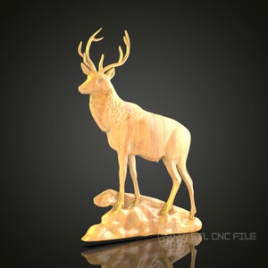 Standing Elk STL File: CNC Wood Carving, Wildlife Art (Digital Download)