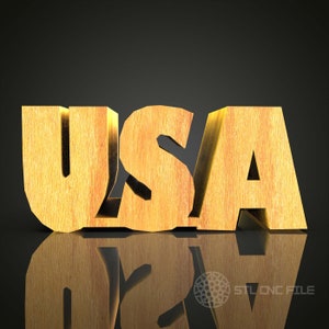 USA ブロック文字 3D モデル - CNC ルーター彫刻機、Artcam、Aspire、CNC ファイル、木製アート装飾用の STL