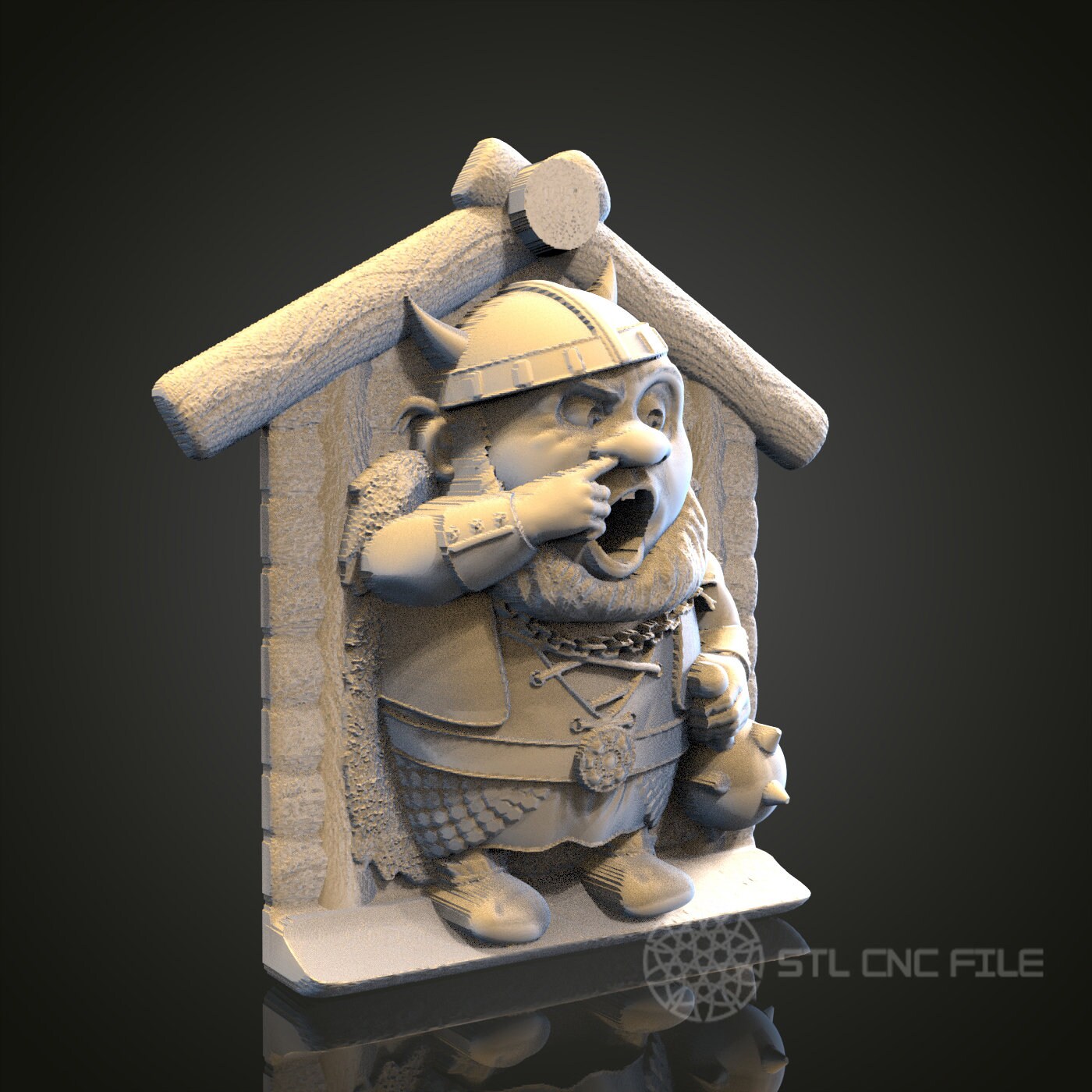 Viking Surprise - Humorous 3D CNC Engraved Wood Panel, Artcam Aspire ...