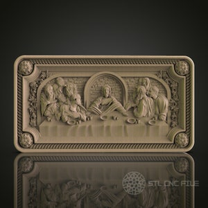 Last Supper STL Model, CNC Router Engraver, Artcam Aspire, 3D Printer Wall Decor File