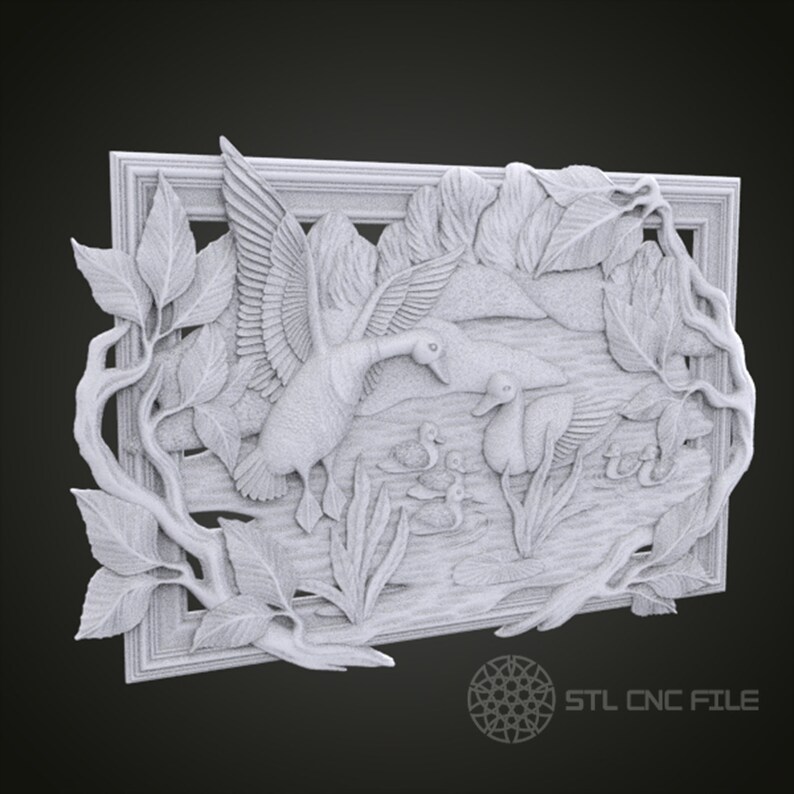 Duck Family 3D Relief Art - CNC Router STL Model (digital File) - Etsy