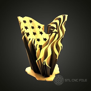 旗の翼を持つワシの 3D モデル - CNC ルーター彫刻機、Artcam、Aspire、CNC ファイル、木製アート壁装飾用の STL