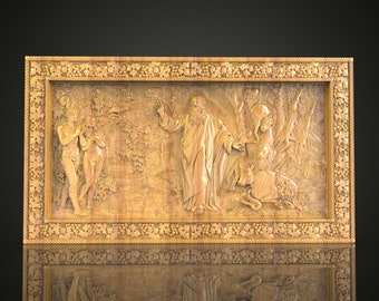 Adam and Eve Biblical Scene 3D Relief STL File for CNC Wood Art