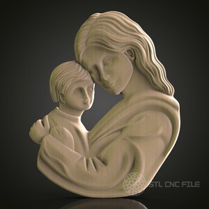 Mother&#39;s Love 3D Relief - STL Model for CNC, Artcam, Aspire, Wood, 3D Printer