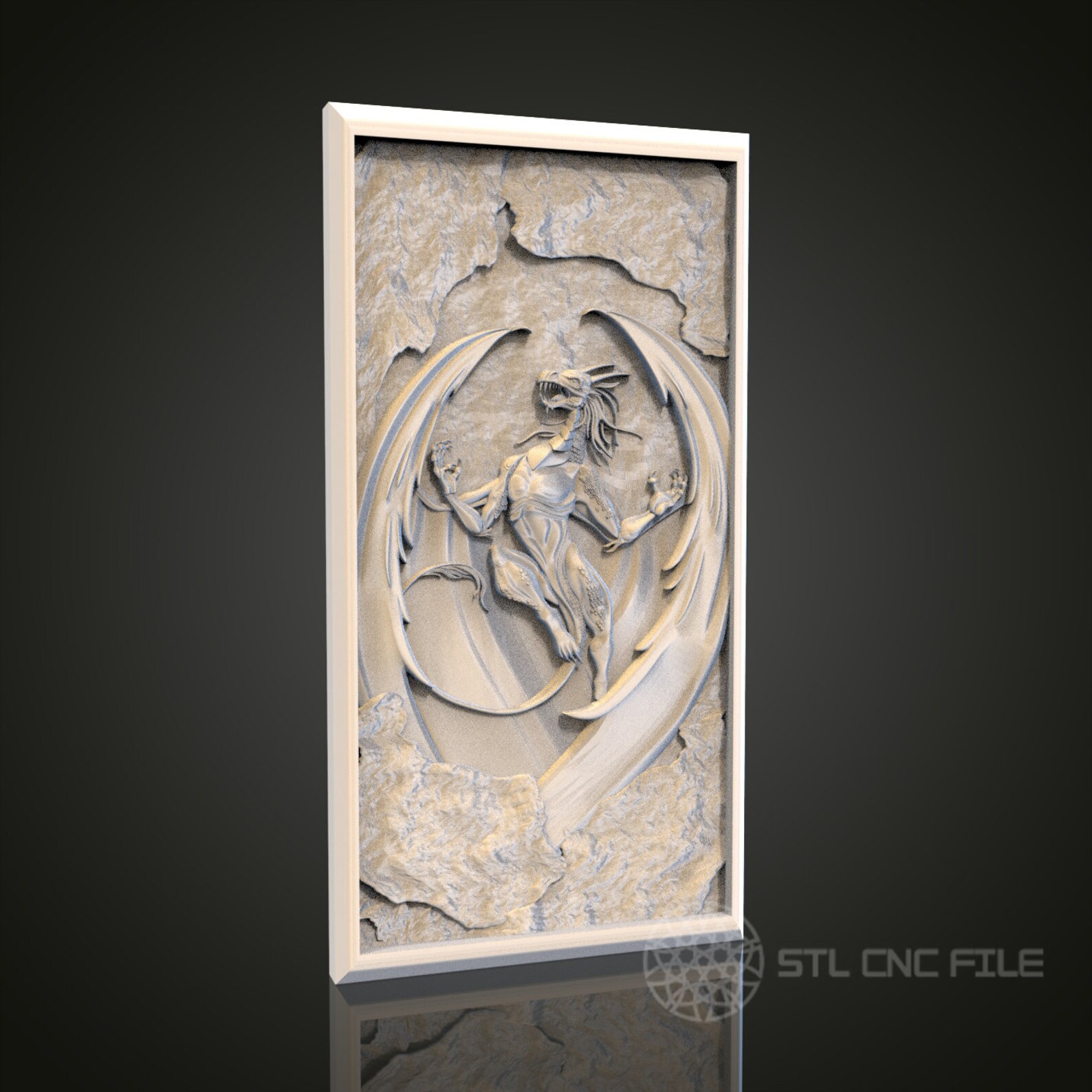 3D Dragon Relief STL Model for CNC Router Engraver - Fantasy Wall Art ...
